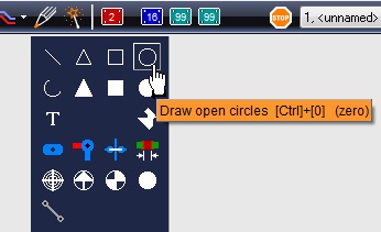Use the drawing function "Draw open circles"