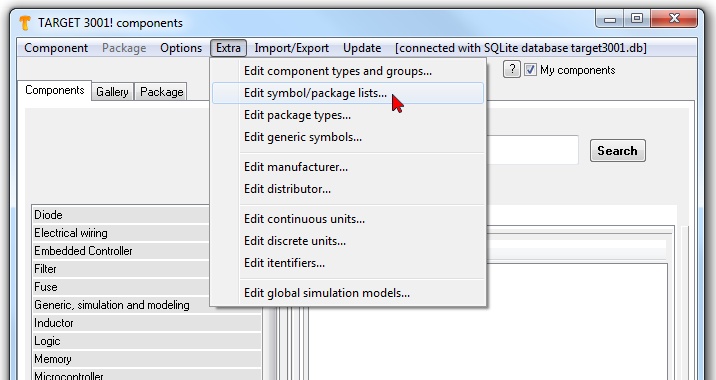 This image shows how to edit, rename, delete ... a component list