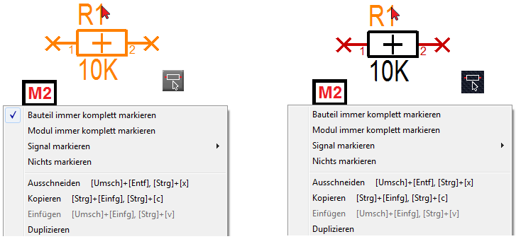 Bauteil immer komplett markieren?