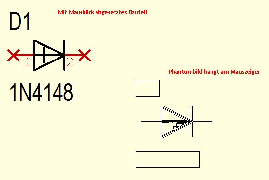 Bauteilsymbol und sein Phantombild (vor dem Absetzen)