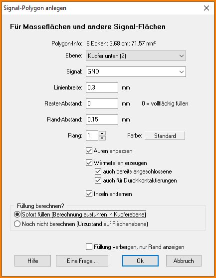 Dialog zur Gestaltung von Signalpolygonen