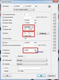 Einstellungen für ein SMD-Pad