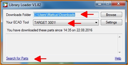 Opening dialog of LibraryLoader