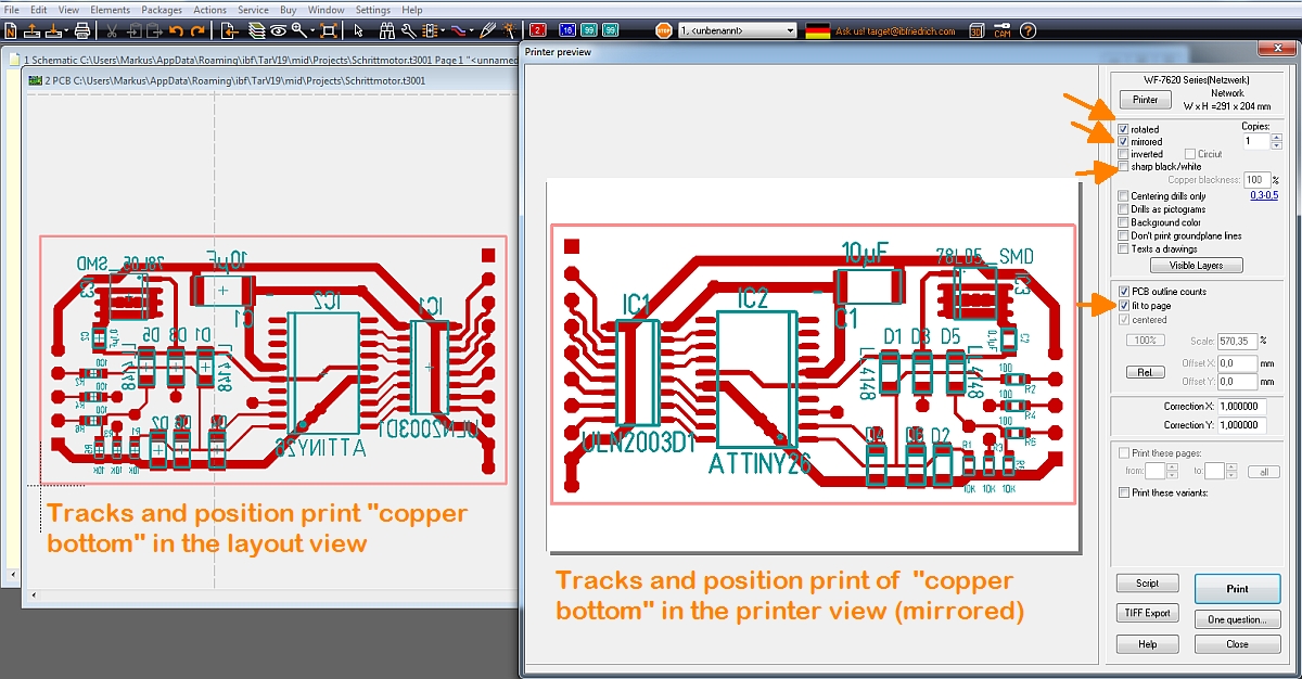Position print for manual assembly copper bottom