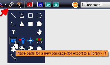 The icon Place Pads under the drawing functions