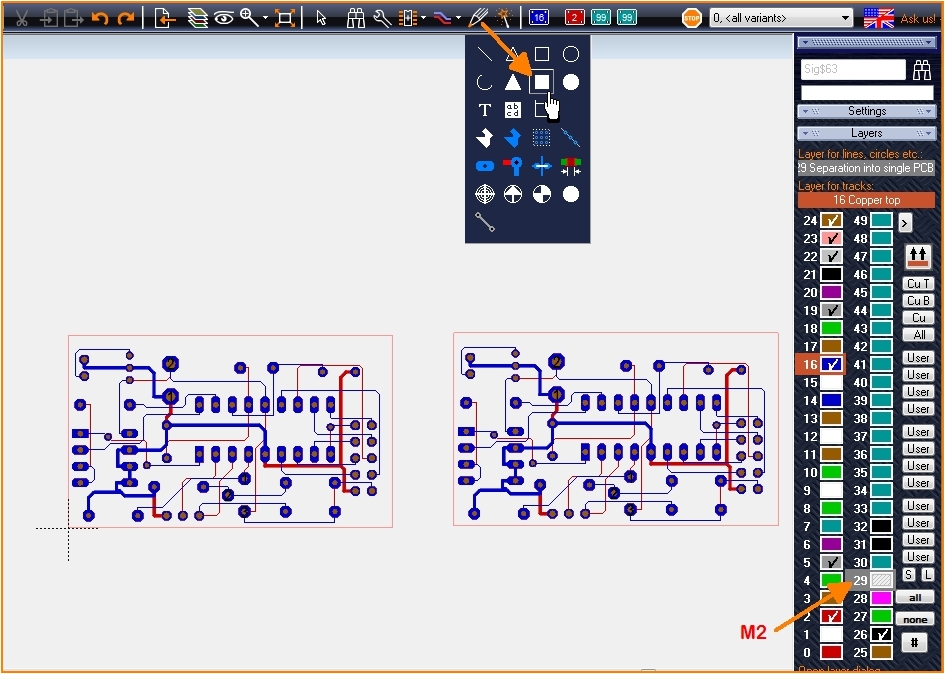 Draw filled rectangles on layer 29