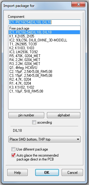 The dialog Import package for