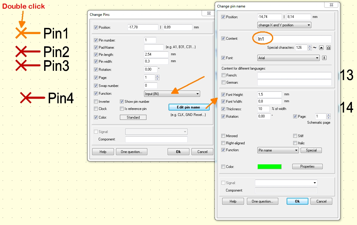 Pin function and name