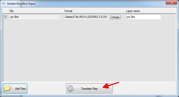 Translate a loaded Gerber file by the viewer