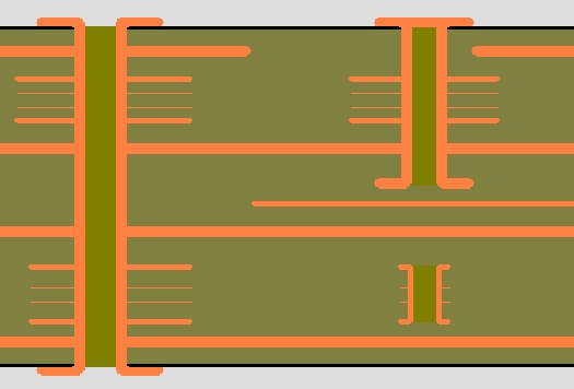 A cut through a multilayer board. See blind and buried vias as well as a galvanized through hole.