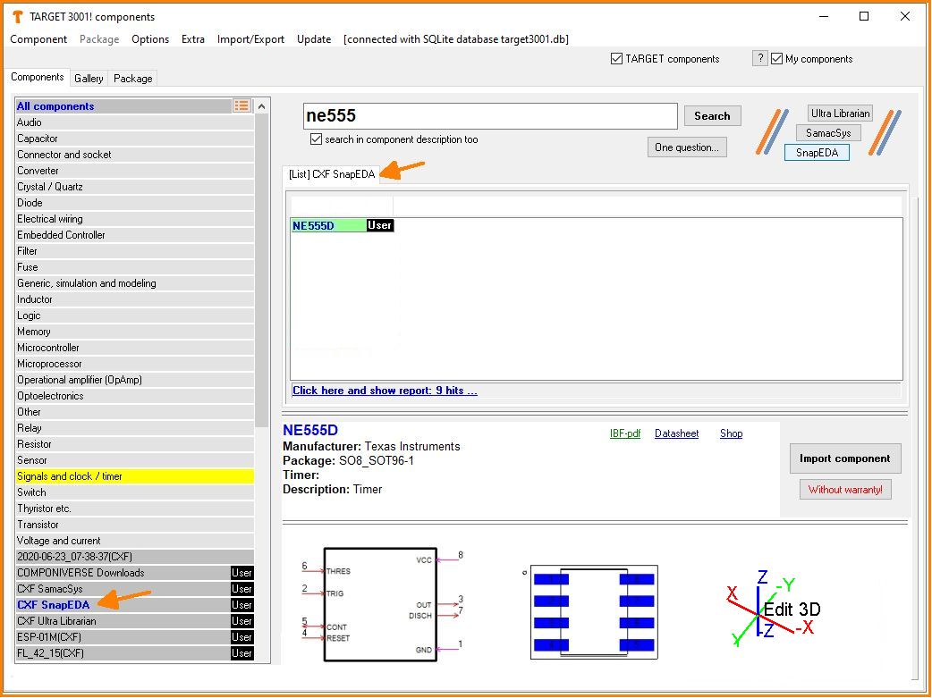 SnapEDA TAB and list-appearance