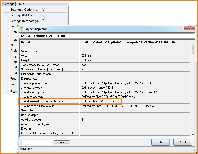 Path to the download directory