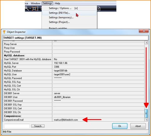 Your Componiverse eMail-address must be known to TARGET 3001!