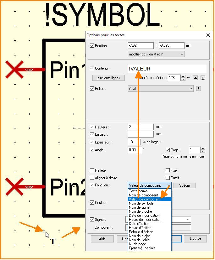 Use text tool and click at position