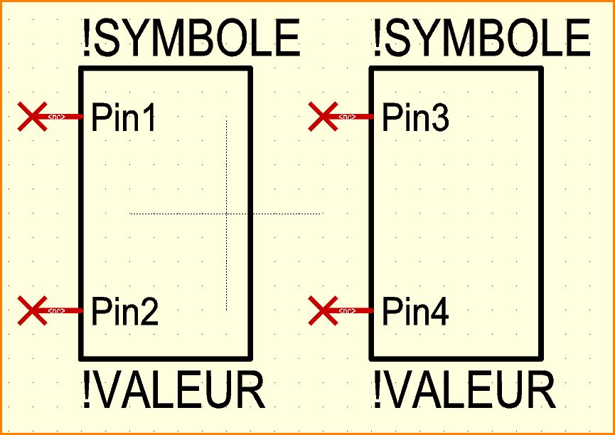 Variables(!) représentant le nom du symbole et la valeur du composant sont définies