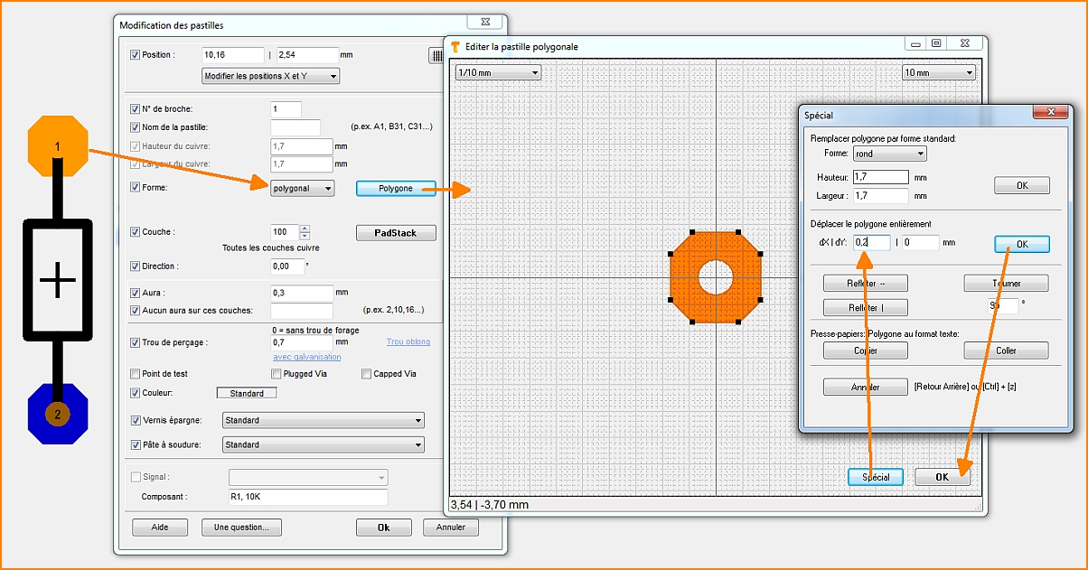 Rendre le pastille polygonal...