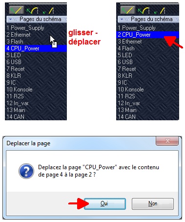 Glisser déplacer d'un page de schéma