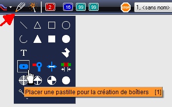 L´icône "Placer un pastille" dans les fonctions de dessin