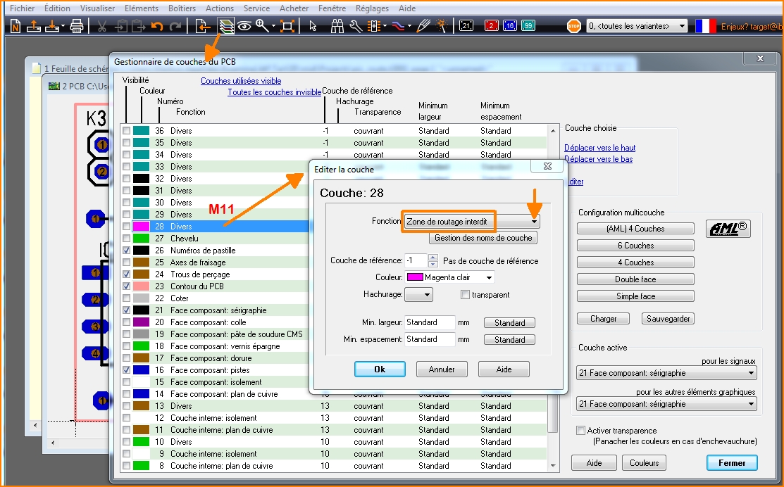 Définir un couche avec fonction "Zone de routage interdit"