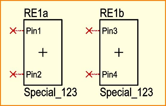 Component symbol consisting of two sub symbols